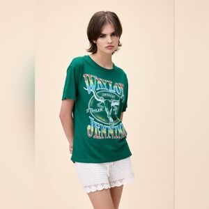 🪷NWT Daydreamer Waylon Jennings Outlaw Legend Boyfriend Tee Hunter Green L🌙